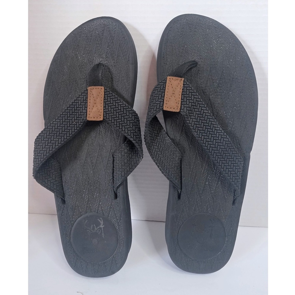 Kuailu Mens Flip Flops Black Yoga Mat Comfort Thong Sandals 12 US/46 EU 12 US